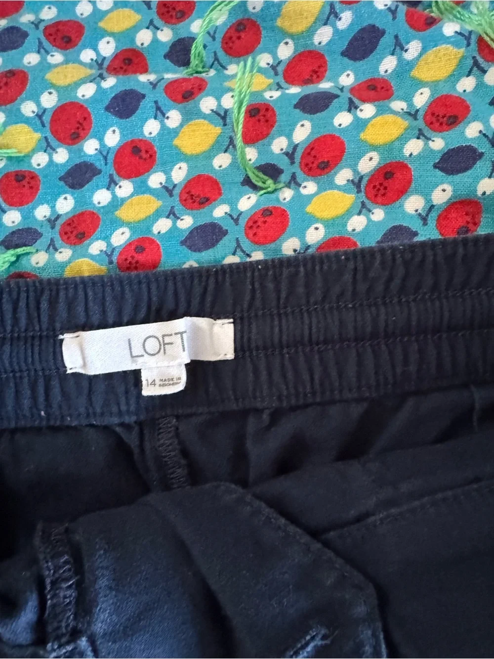 LOFT Navy Drawstring Cotton Athletic Shorts with White Cord